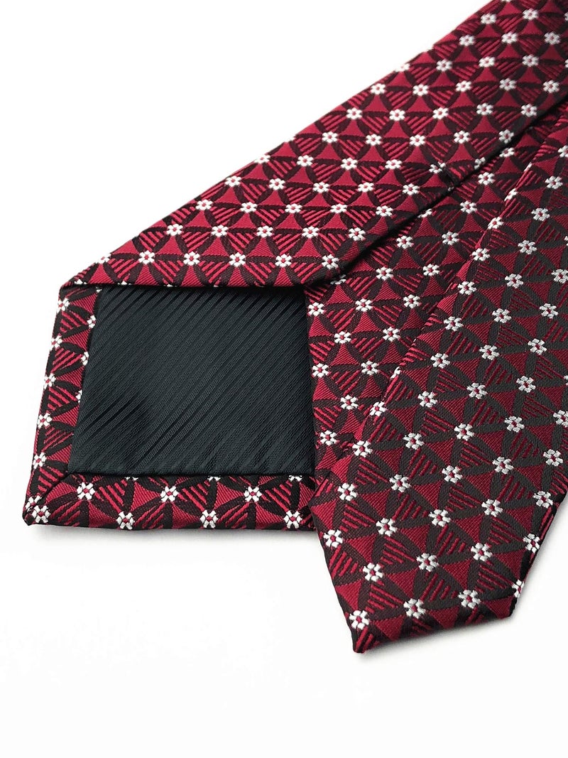 Ctskyte Slim Silk Necktie for Men Woven Jacquard Patterned Business Wedding Skinny Ties (Dark Red Floral, One Size) - Image 3